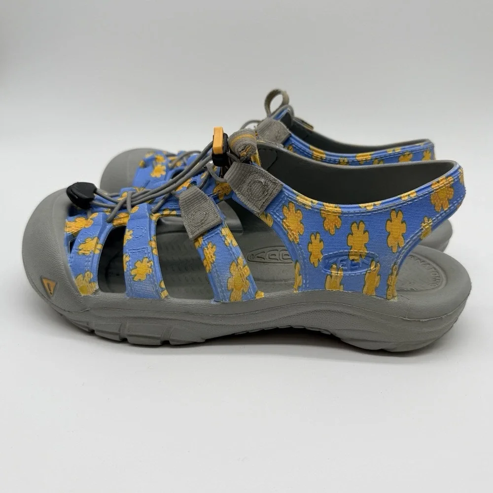 Keen Sandals Kids Sz 6 Blue Yellow Flowers Sunsport Water Shoes